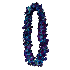 Fresh Double Orchid Lei - Blue